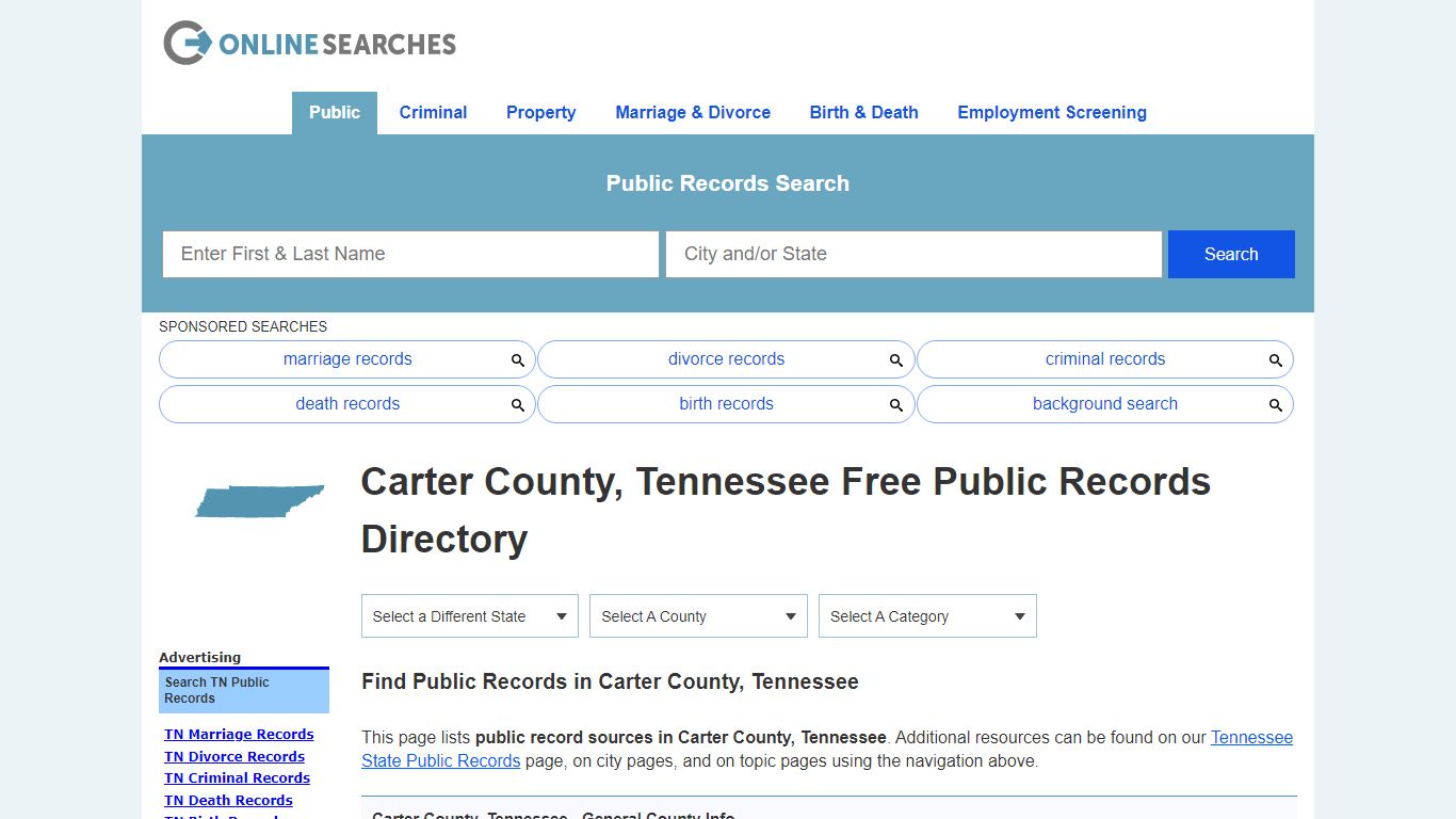 Carter County, Tennessee Public Records Directory